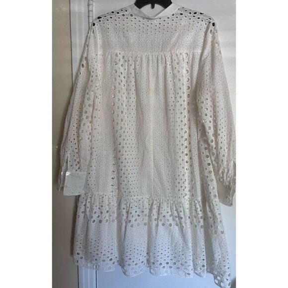 AKRIS PUNTO
White Cotton Eyelet Long Sleeve Dress Size 12 - Picture 7 of 9